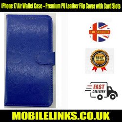 iPhone 17 Air Wallet Case – Premium PU Leather Blue Flip Cover with Card Slots